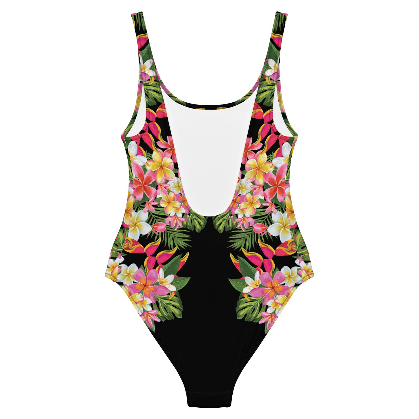Black - Tropical Paradise - One-piece Swimsuit
